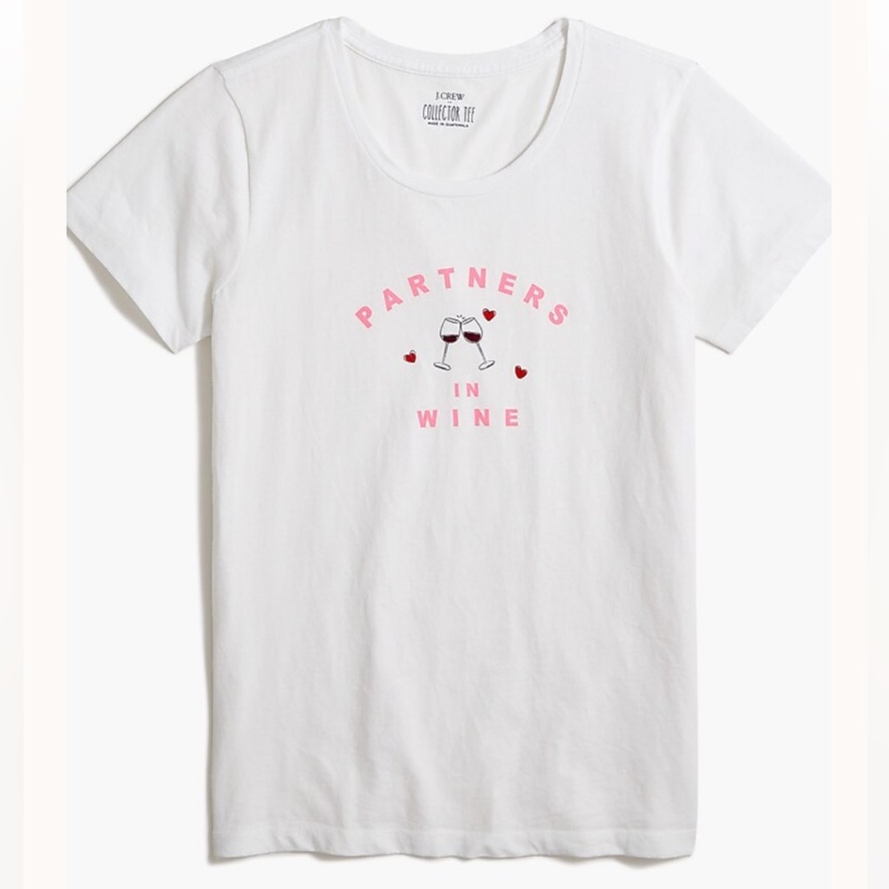 NWT J. Crew “Partners in Wine” White Tee - Size Small